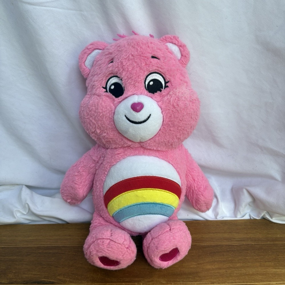 2020 Basic Fun Care Bears Cheer Bear Pink Plush Rainbow Stuffed Animal 12 Inch